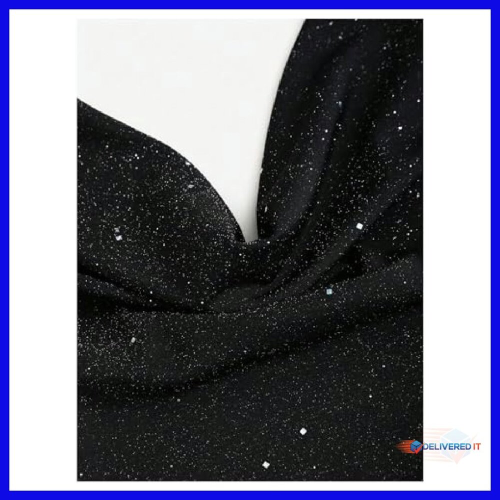 Sparkly Halter Crop Top Backless Sequin Party Clu… - image 6